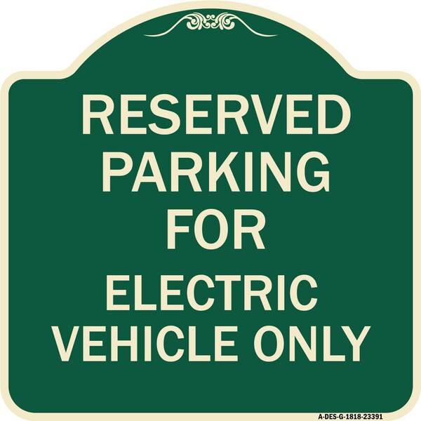 Parking Reserved for Electric Vehicle Heavy-Gauge Aluminum Sign, 18" x 18", G-1818-23391